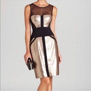 NWT Bcbg Maxazria Elegant Black and Gold Sheath Dress, XXS